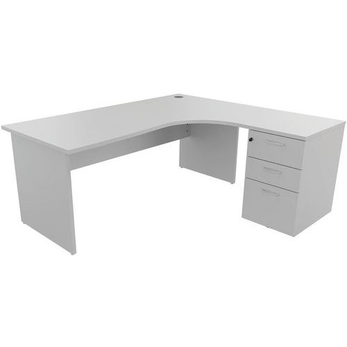 Bureau compact caisson - Piétements panneau - Gris - Manutan Expert Bureau compact caisson - Piétements panneau - Gris - Manutan Expert