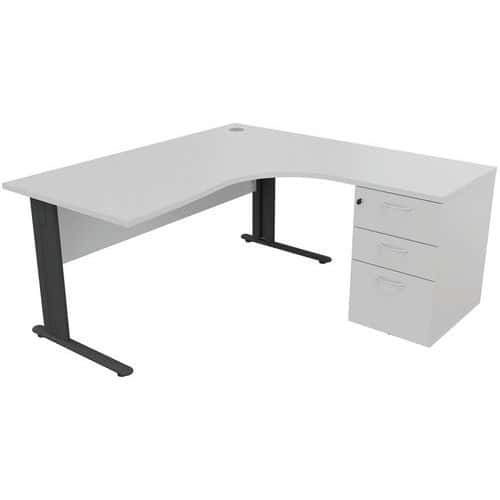 Kompakter Schreibtisch mit Schubladencontainer - Hellgrau/Anthrazit - Manutan Expert