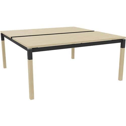 Schreibtisch Bench mit verschiebbarer Platte X4, Eiche, mit Füßen Eiche und anthrazit