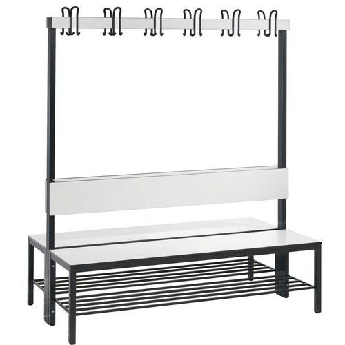Banc bois patères double face dossier Basic Plus avec sans grille - CP
