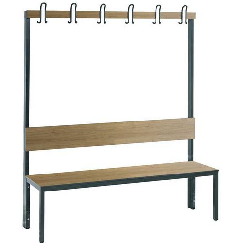 Holzbank mit Rückenlehne und Kleiderhaken Basic Plus - mit und ohne Schuhablage - CP