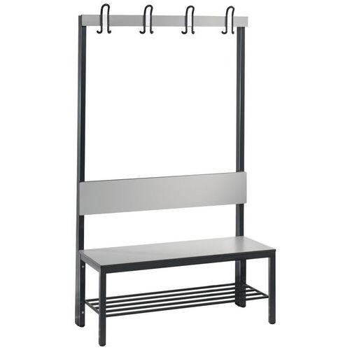 Holzbank mit Rückenlehne und Kleiderhaken Basic Plus - mit und ohne Schuhablage - CP