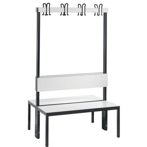 Banc bois à patères double face avec dossier Basic Plus - avec et sans grille - CP