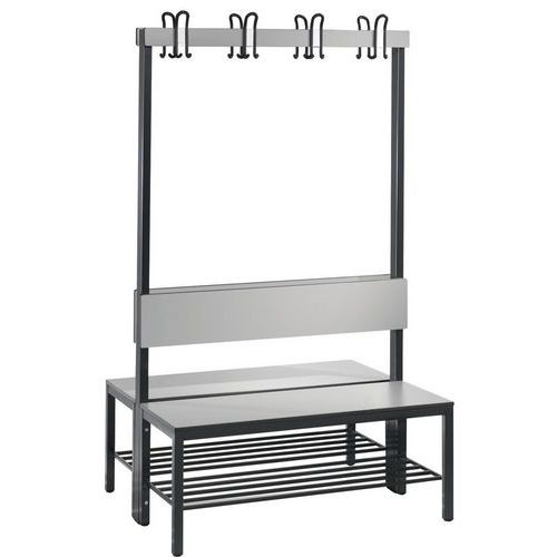 Banc bois patères double face dossier Basic Plus avec sans grille - CP