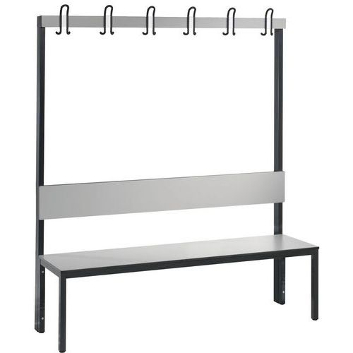 Holzbank mit Rückenlehne und Kleiderhaken Basic Plus - mit und ohne Schuhablage - CP