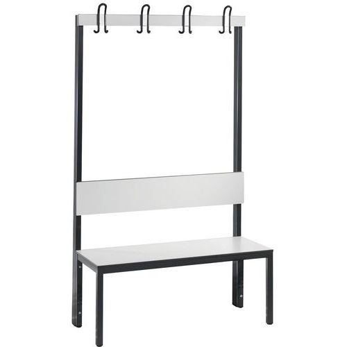 Holzbank mit Rückenlehne und Kleiderhaken Basic Plus - mit und ohne Schuhablage - CP