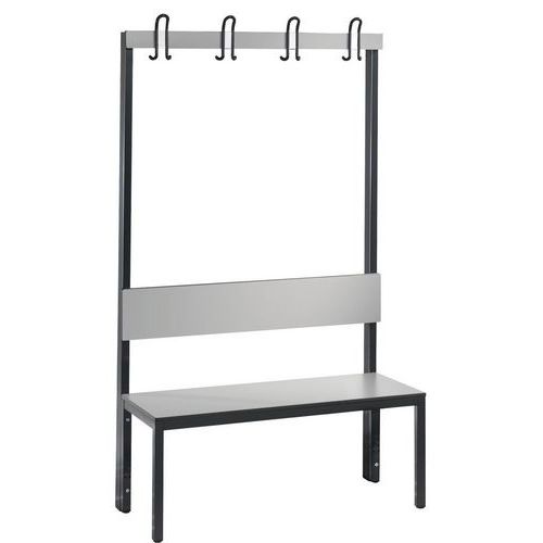 Holzbank mit Rückenlehne und Kleiderhaken Basic Plus - mit und ohne Schuhablage - CP