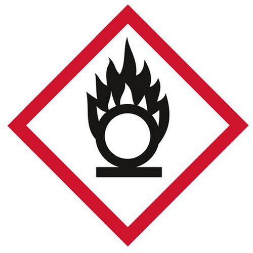 Rohrleitungskennzeichnung GHS03 - Oxidierend ‑ Systemtext Rohrleitungskennzeichnung GHS03 - Oxidierend ‑ Systemtext