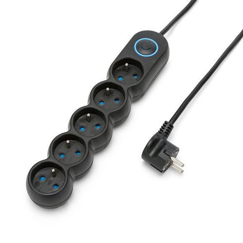 Mehrfachsteckdose NF mit Ausschalter - 3 bis 5 Steckdosen - Schwarz - Velamp