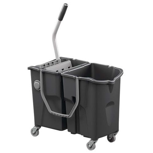Chariot de lavage double seau 2 x 15 L avec presse à plat - Manutan Chariot de lavage double seau 2 x 15 L avec presse à plat - Manutan