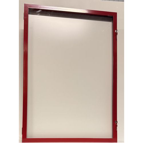 Außenvitrine mit Flügeltür, Aluminiumboden, roter Rahmen - AME