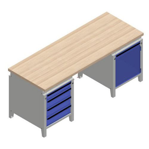Werkbank mit Container und Schubladen - Mehrschichtplatte - Manutan Expert Werkbank mit Container und Schubladen - Mehrschichtplatte - Manutan Expert