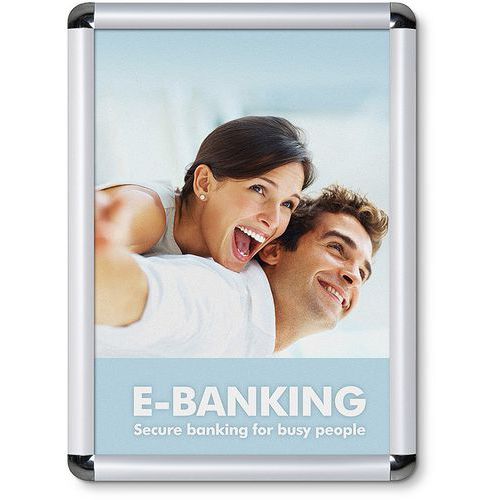 Posterrahmen aus Aluminium, Schnappverschluss, mit runden Ecken - Manutan Expert