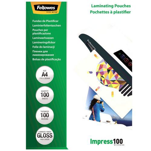 Pochette de plastification brillante A4 - 100µ - Fellowes