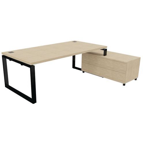 Gerader Schreibtisch mit Serviermöbel, schwarzer Fuß - Buronomic Gerader Schreibtisch mit Serviermöbel, schwarzer Fuß - Buronomic