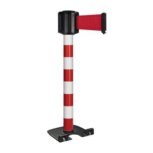 Rot-weißer Pfosten für den Außenbereich mit Gurt, 10 m x 10 cm - Viso