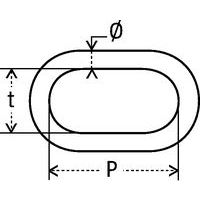 P = Longueur utile maillonT = Largeur intérieure maillonØ = Ø chaîne
