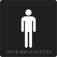 Schild mit Brailleschrift - „Herrentoilette“ - Pavo