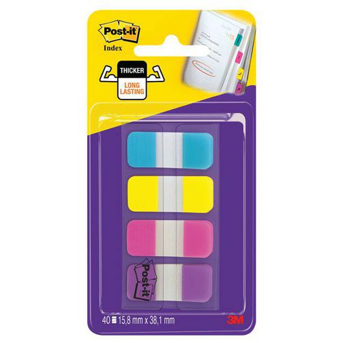 Mini marque-pages assortis rigides 4 distributeurs - Post-it®