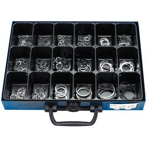 Coffret de circlips acier pour arbres et pour alésages - 283 pièces Coffret de circlips acier pour arbres et pour alésages - 283 pièces