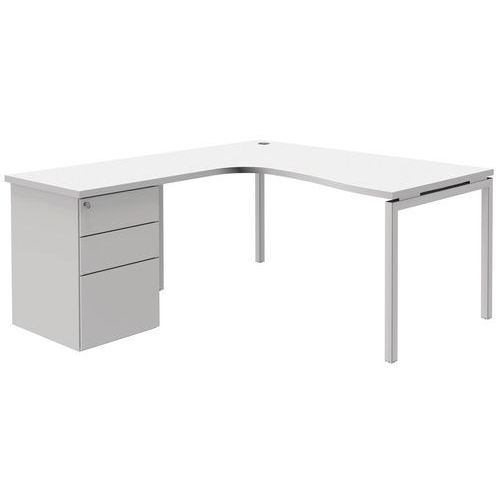 Bureau compact caisson - Piétement panneau - Cèdre - Manutan 