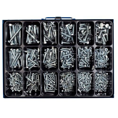 Coffret de vis à tête hexagonale à filetage total et partiel avec écrous hexagonaux - 758 pièces Coffret de vis à tête hexagonale à filetage total et partiel avec écrous hexagonaux - 758 pièces