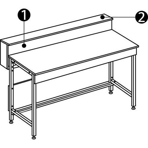 avec dosseret à tablette :1 - dosseret 2 - tablette