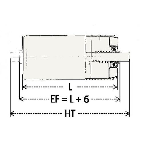- L: Länge Rolle- EF : Länge Rolle + 6 mm- HT: Gesamtlänge = Länge Rolle + 30 mm - L: Länge Rolle- EF : Länge Rolle + 6 mm- HT: Gesamtlänge = Länge Rolle + 30 mm