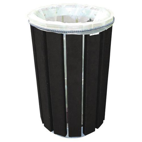 Poubelle Escapade Eco ronde - Fixation du sac par élastique - 90 L Poubelle Escapade Eco ronde - Fixation du sac par élastique - 90 L