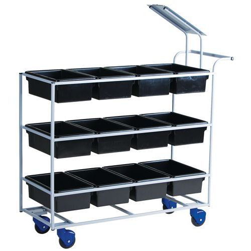 Stahlwagen zur Sammlung von Bestellungen und Post - Länge 1190 mm - Tragkraft 150 kg