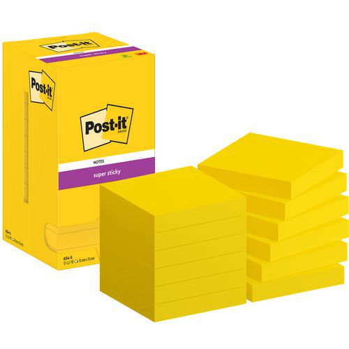 12x Super Sticky Post-it® Notes, 76 x 76 mm, gelb, Post-it®