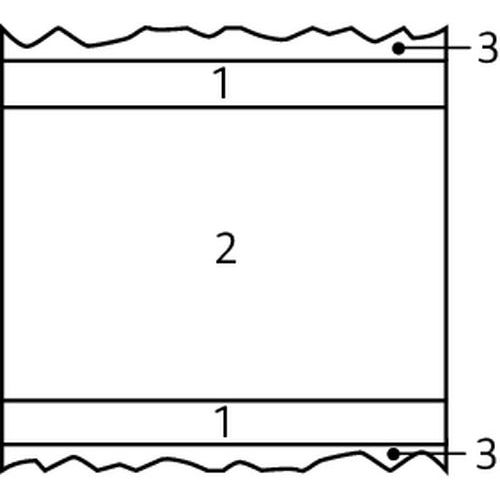 Coupe verticale du support amortisseur Gripsol®.(1) couche autocollante(2) amortisseur(3) film protecteur de l’adhésif. Le caoutchouc a pour propriété de transformer l’énergie vibratoire en chaleur Coupe verticale du support amortisseur Gripsol®.(1) couche autocollante(2) amortisseur(3) film protecteur de l’adhésif. Le caoutchouc a pour propriété de transformer l’énergie vibratoire en chaleur