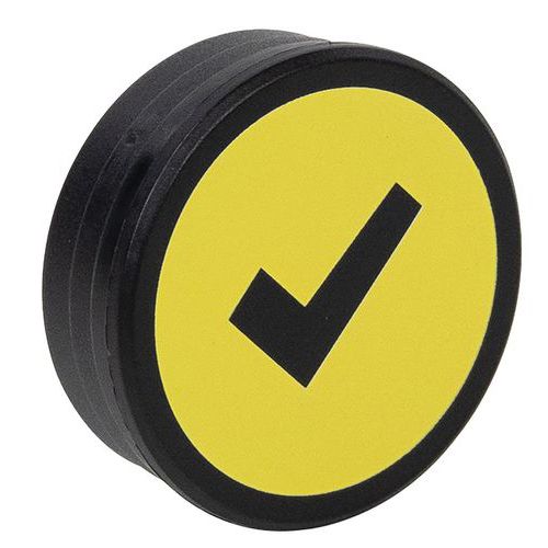 Aimant rond avec symbole vérifié