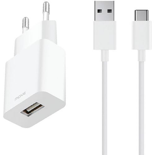 Chargeur secteur USB + câble 1 m charge rapide Type C - Moxie Chargeur secteur USB + câble 1 m charge rapide Type C - Moxie