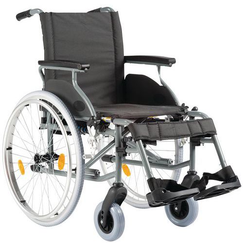 Fauteuil roulant dossier fixe noir - Structure en aluminium Fauteuil roulant dossier fixe noir - Structure en aluminium
