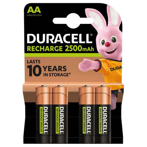 Wiederaufladbare Batterie 2.500 mAh AA LR6 - 4 Stück - Duracell Wiederaufladbare Batterie 2.500 mAh AA LR6 - 4 Stück - Duracell