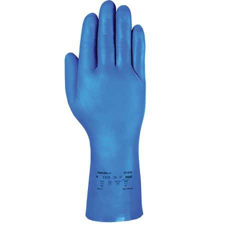 12 Paar Größe 7 für die Zubereitung von Lebensmitteln sowie Reinigungs- und Mechanikarbeiten Blau Ansell AlphaTec 37-310 Nitril-Handschuh Lang 